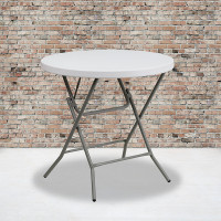 Flash Furniture 32'' Round Granite White Plastic Folding Table DAD-YCZ-80R-GW-GG